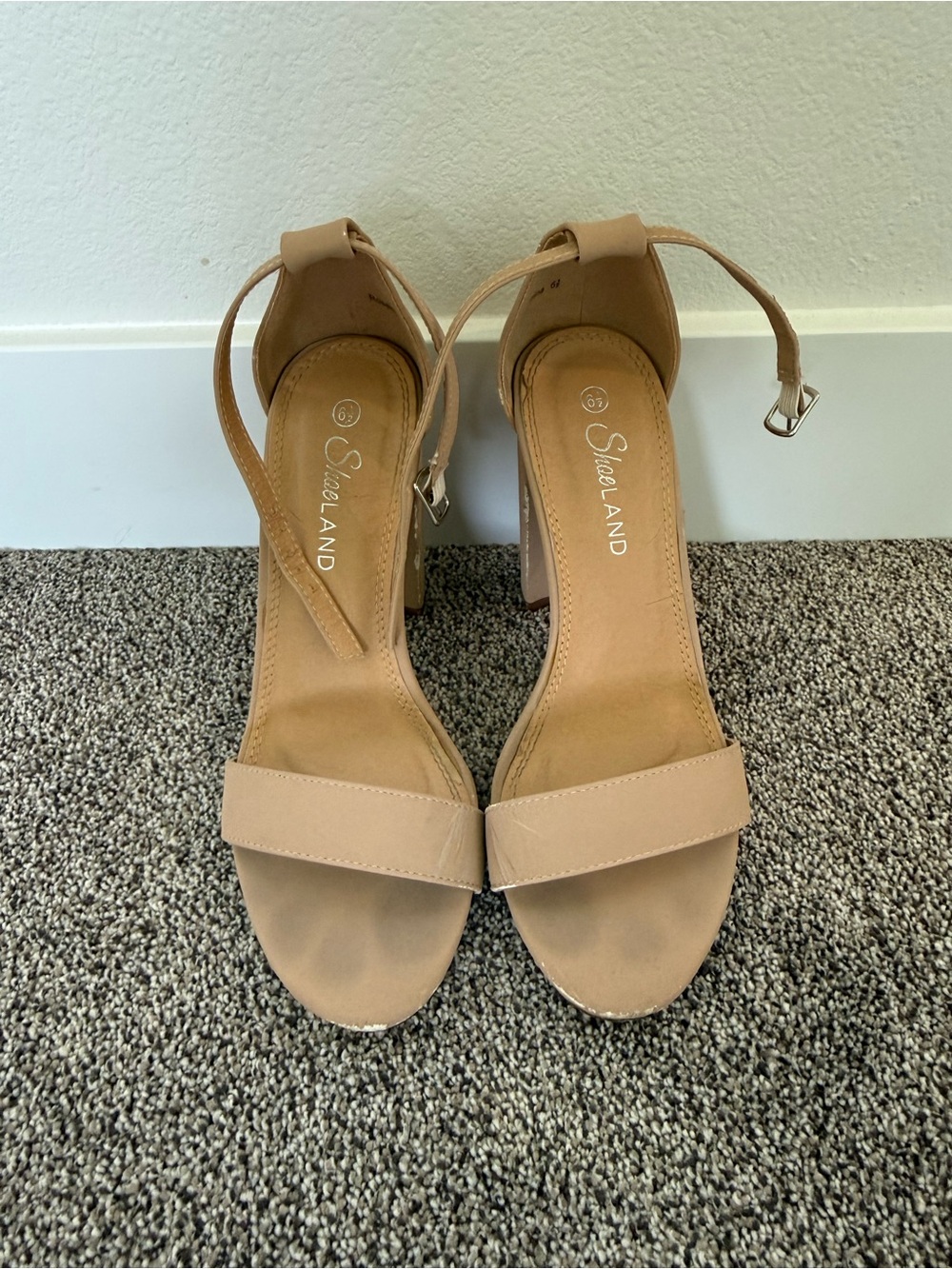 Nude Ankle-Strap Block Heel Sandals